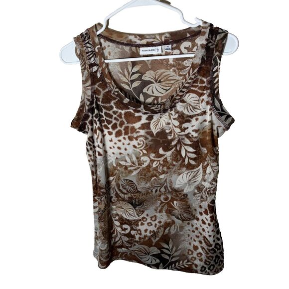 Susan Graver Tops - Susan Graver Tank Top Women's XS Round Neck Mesh Sleeveless Printed Shirt